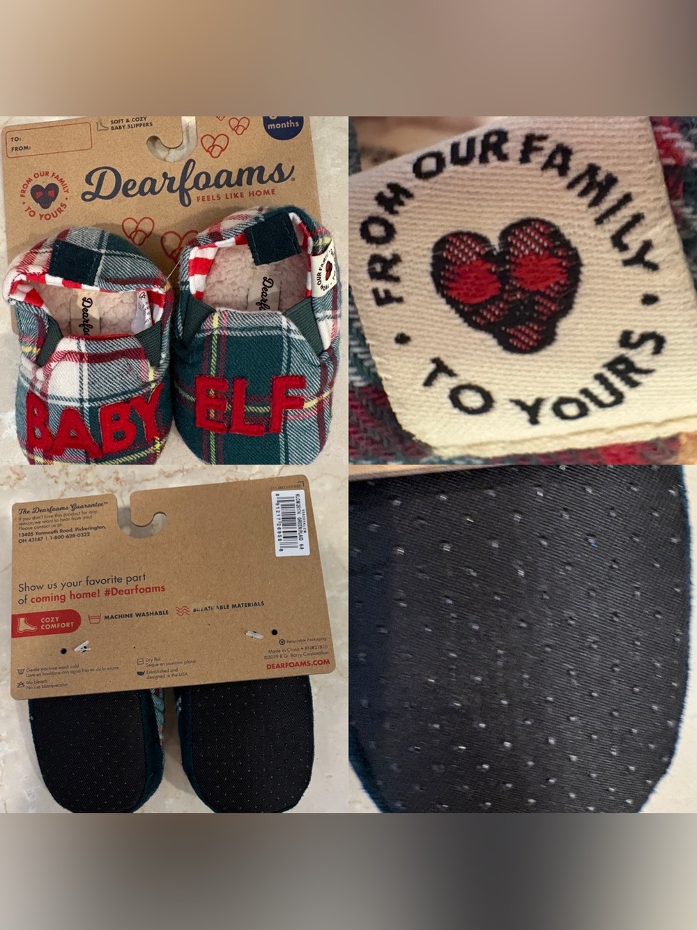 Dearfoams “Baby Elf" Plaid Slippers -